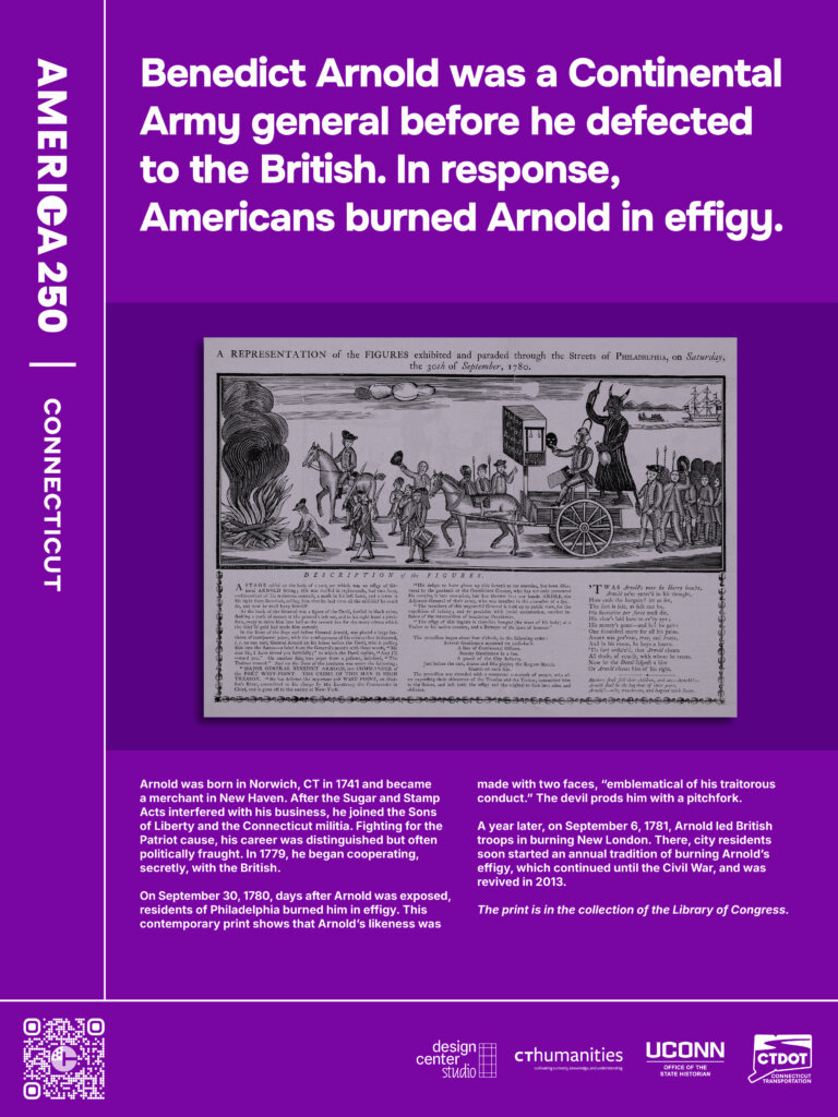 Poster featuring a print of Benedict Arnold's effigy