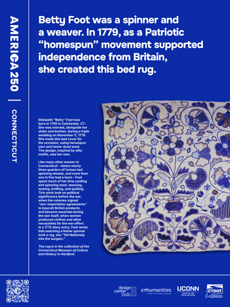 Poster featuring Elizabeth Foote's hand-stitched bed rug