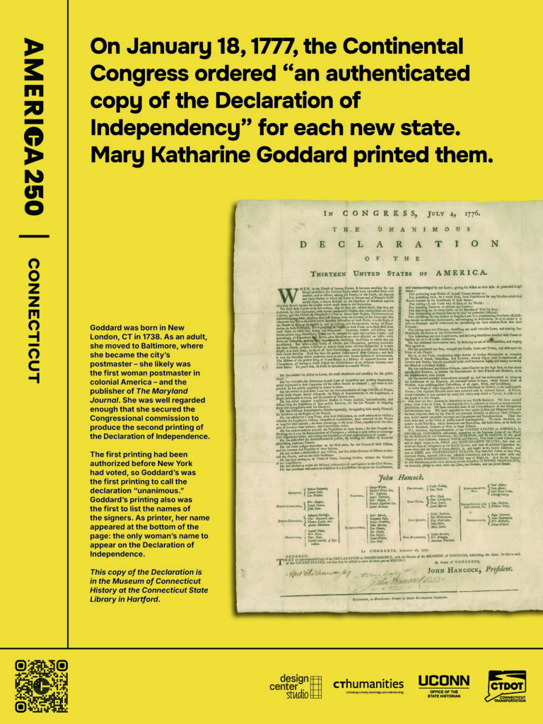 Poster featuring Mary Katharine Goddard's printed Declaration of Independence