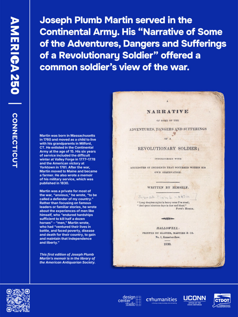 Poster featuring a page from Joseph Plumb Martin's Revolutionary War memoir