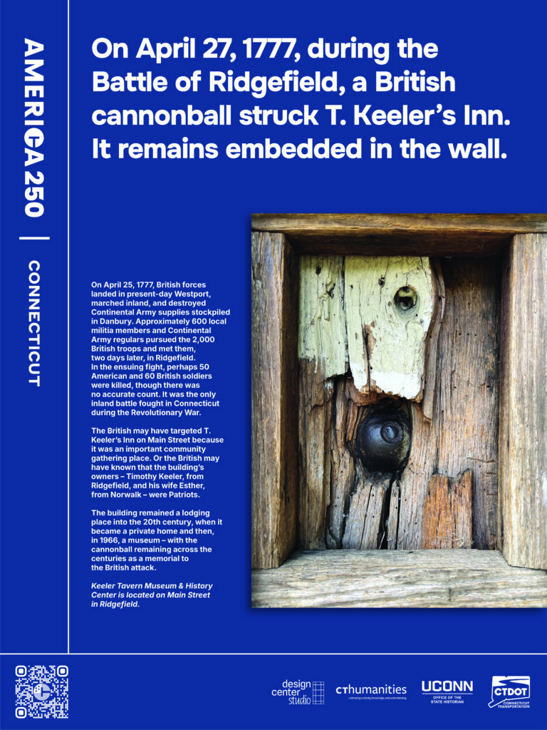 Poster featuring the cannonball lodged in Keeler Tavern