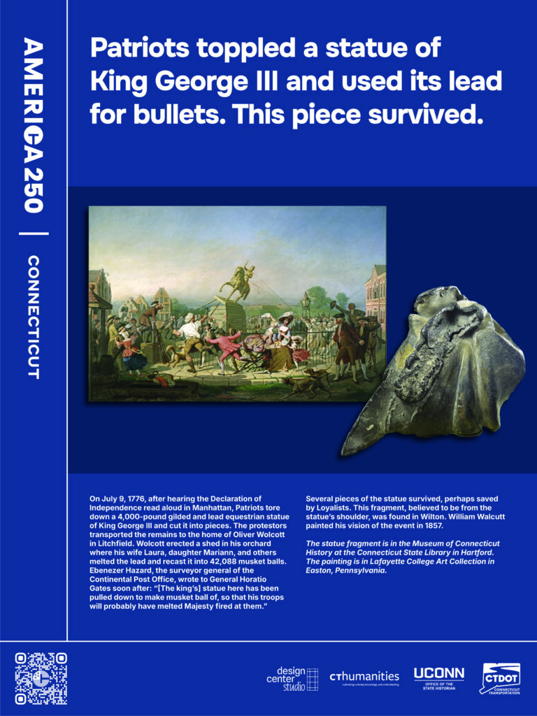 Poster featuring a fragment of the toppled King George statue