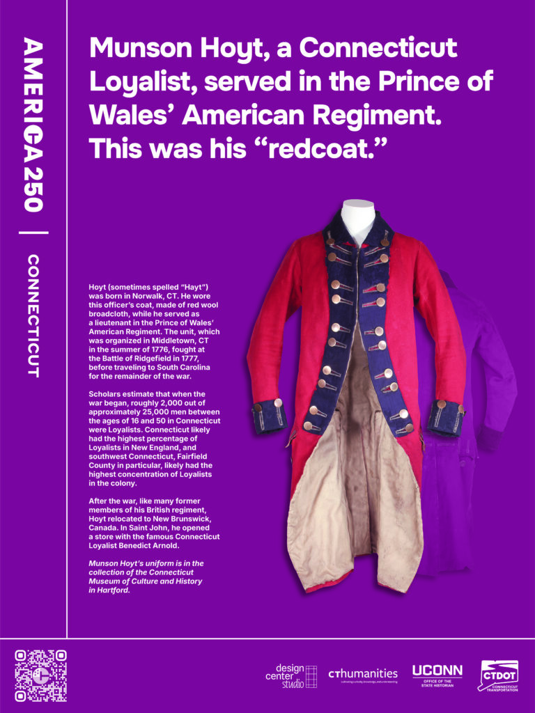 Poster featuring Munson Hoyt's Revolutionary War military uniform
