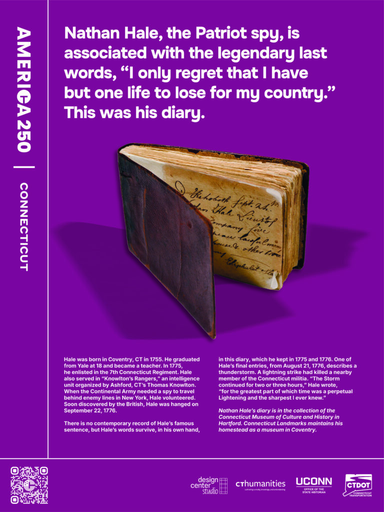 Poster featuring a page from Nathan Hale's diary
