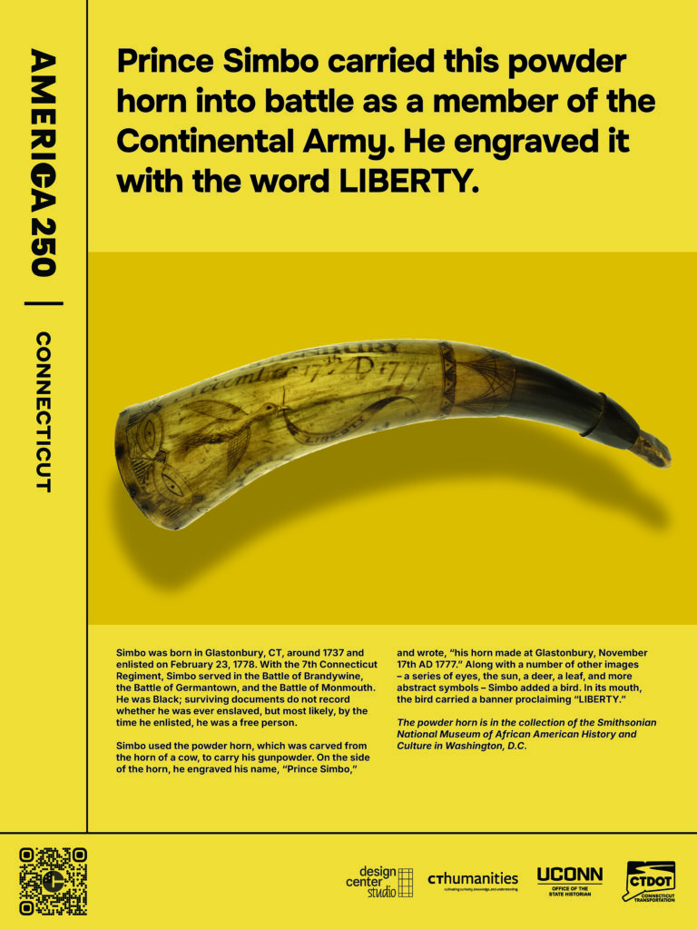 Poster featuring Prince Simbo's carved powder horn