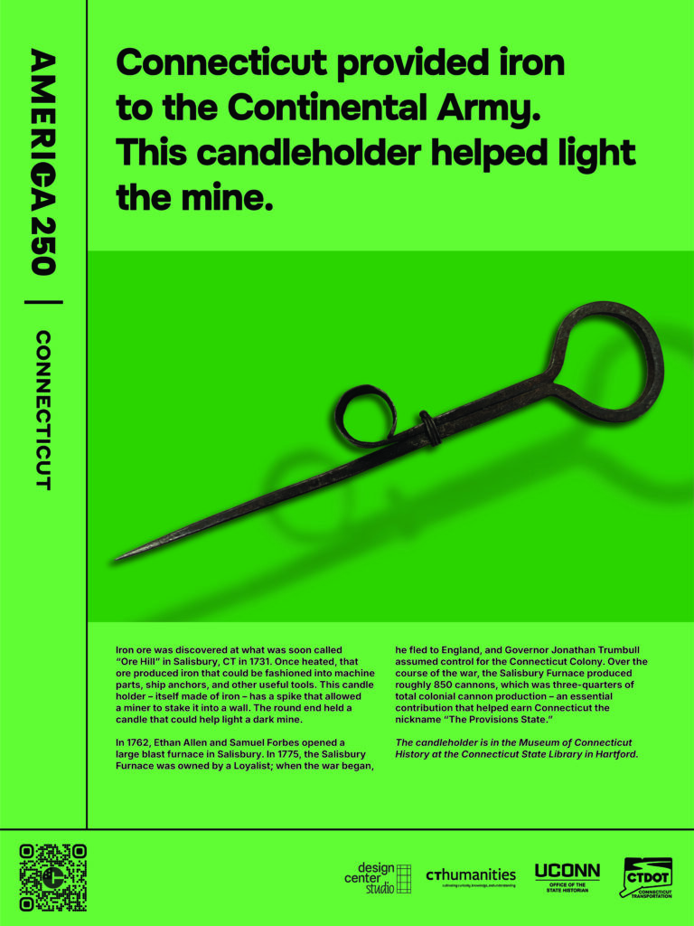 Poster featuring a candleholder used by Salisbury iron miners