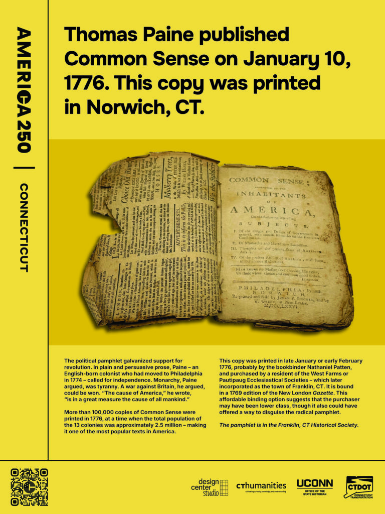 Poster featuring the title page of Thomas Paine's Common Sense pamphlet